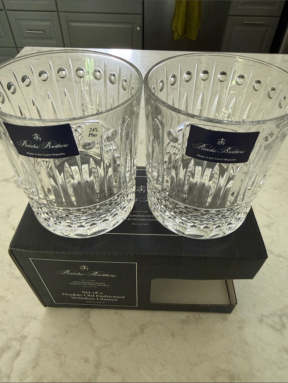 Brooks Brothers Clear Crystal Double Old Fashioned Whiskey Glasses - Clear - Picture 6 of 11